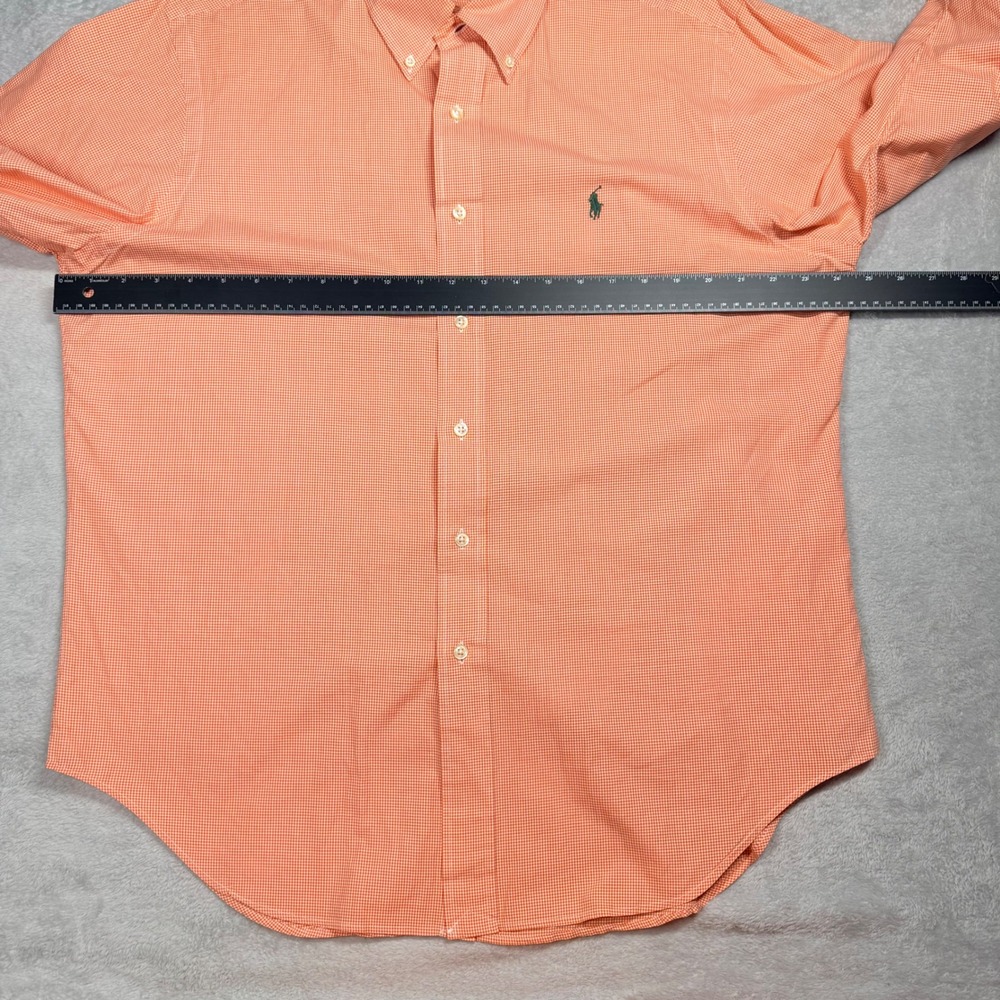 Ralph Lauren Classic Fit Gingham Button Down Shirt Orange White Men L - Picture 9 of 10
